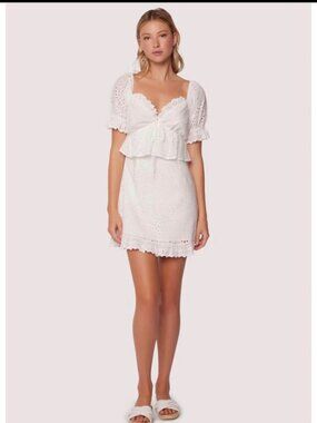 Lost + Wander Eyelet/Lace Mini Dress